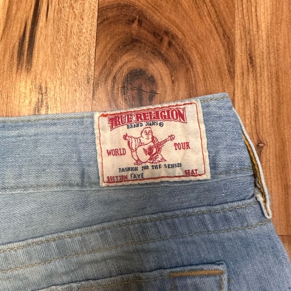 True Religion Faye Denim Cutoff Shorts Size 27 Embroidered Pockets Y2K Made USA - Picture 8 of 8